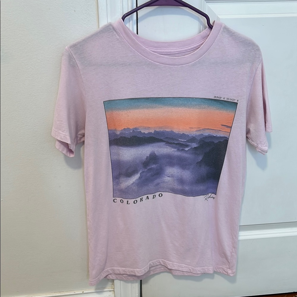 Colorado Sunset Junior’s Graphic Pink T-shirt Grayson Threads